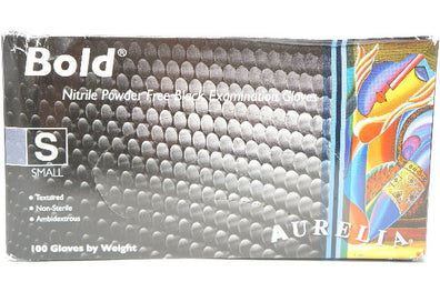 Aurelia 73996 Bold  Black Nitrile Powder Free Examination Gloves S - Box of 100